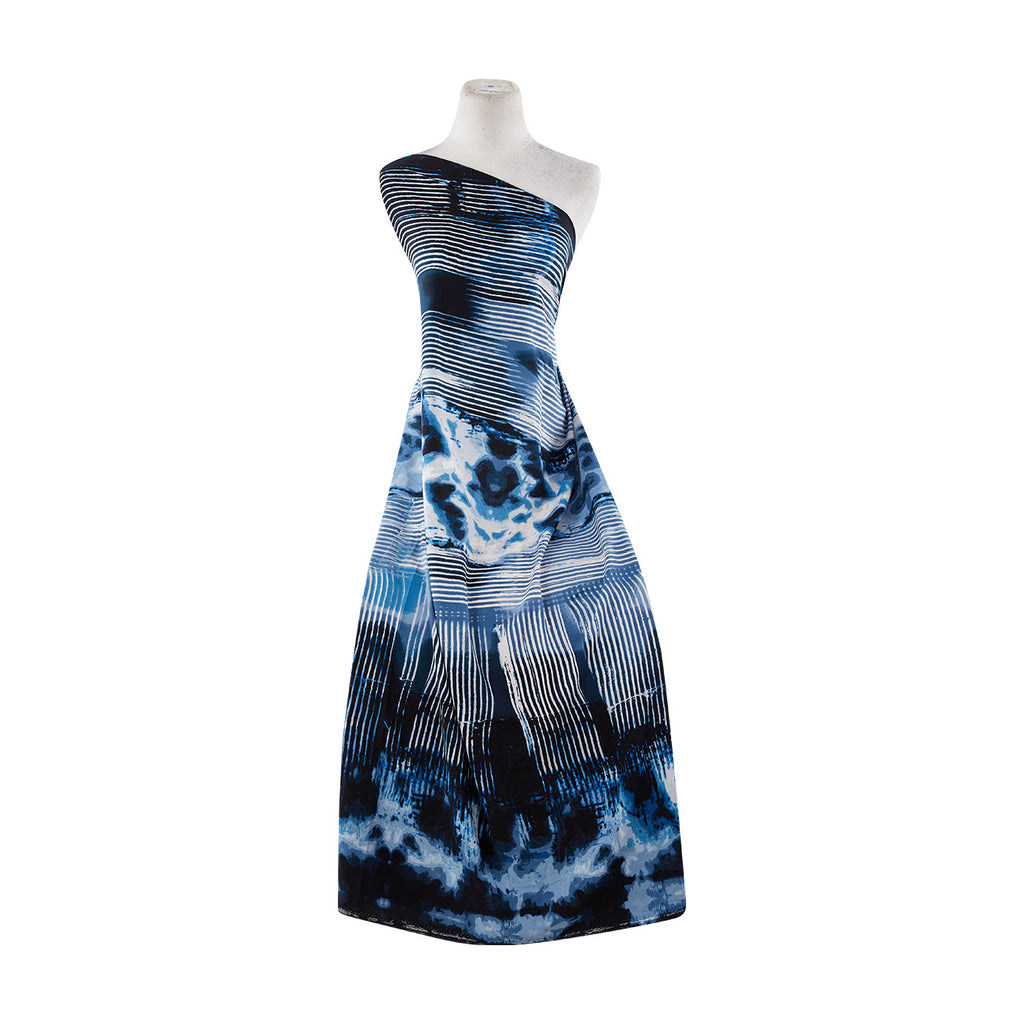PRINT ON BELLE CREPE  | 51216-1323 944 BLACK/BLUE - Zelouf Fabrics