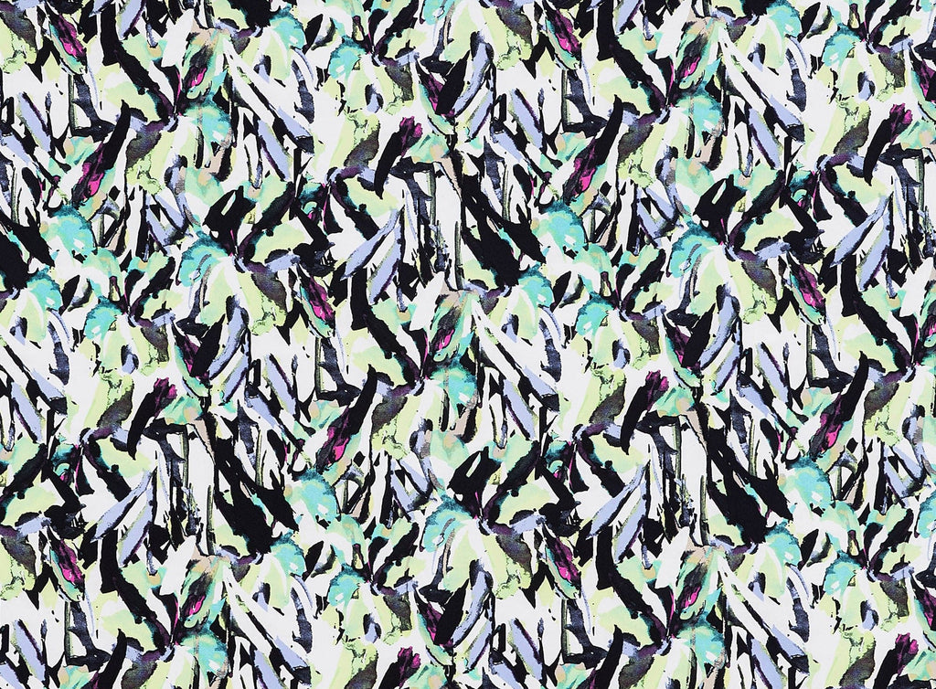 ABSTRACT FLORAL DIAGONAL WEAVE TWILL  | 51464-4370 749TURQ/BLACK - Zelouf Fabrics