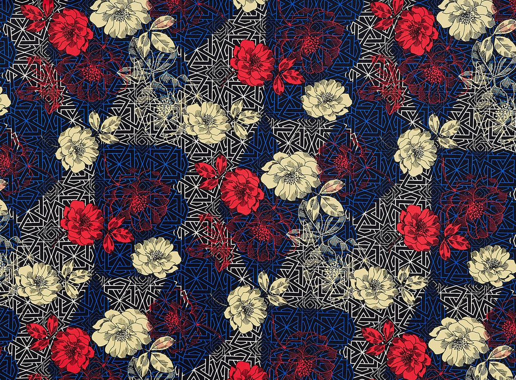 935BLACK/RED | 51601-1181 - GEO FLORAL ON ITY - Zelouf Fabrics