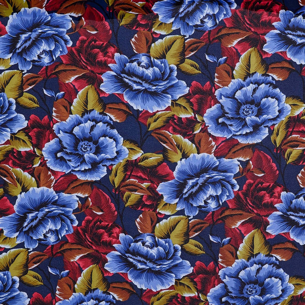 437 BLUE/RED | 52124-1323 - ZS1609LL PRINT BELLE CREPE - Zelouf Fabrics