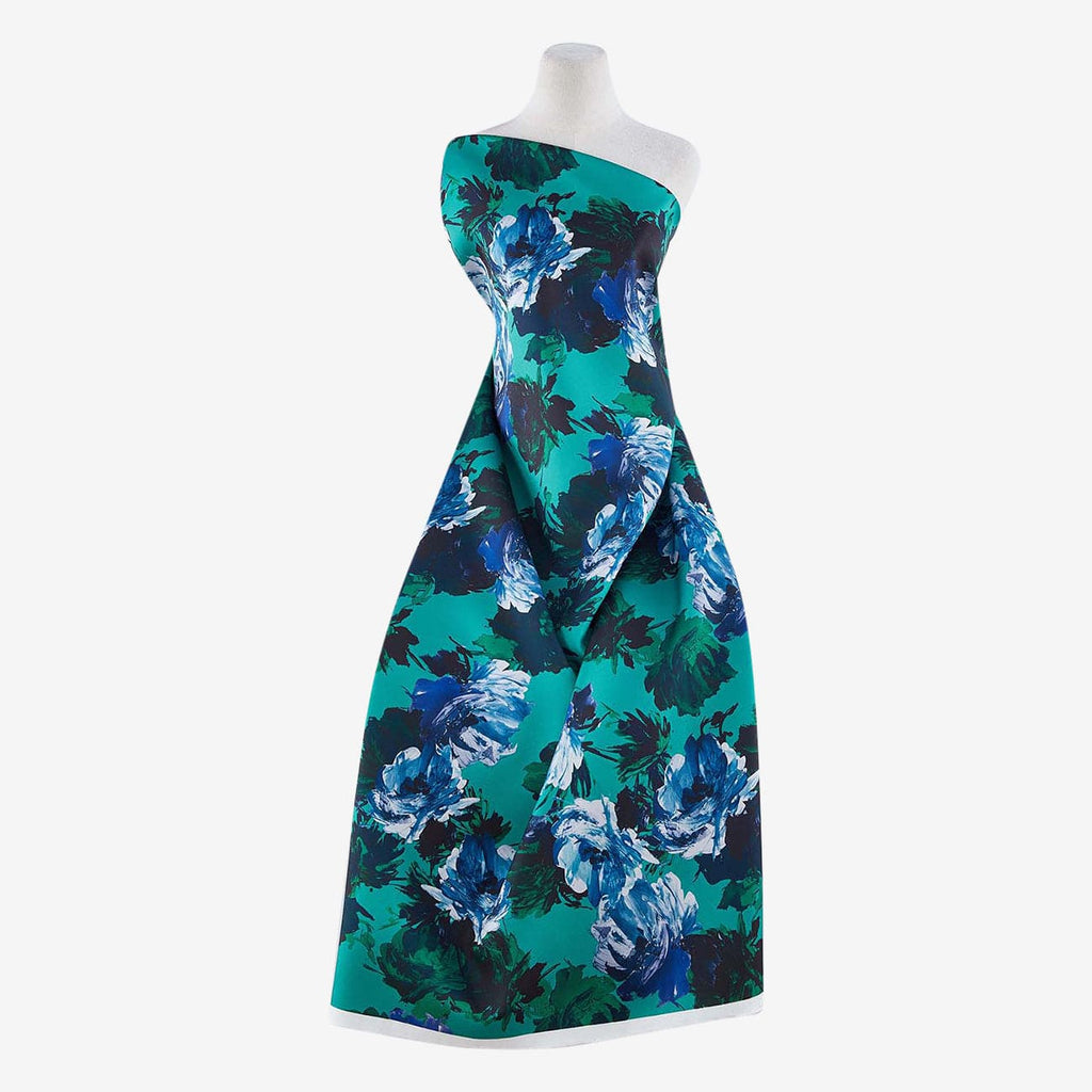 ZS1610E PRINT MIKADO  | 52141-4765DP 744EMERALD/BLUE - Zelouf Fabrics
