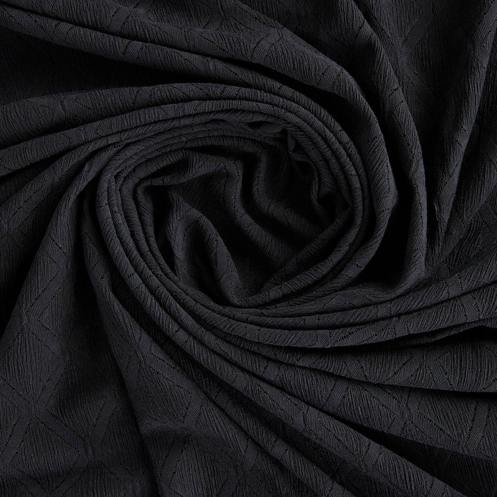 BLACK | DAPHNE DIAMOND TRICOT KNIT | 26447 - Zelouf Fabrics