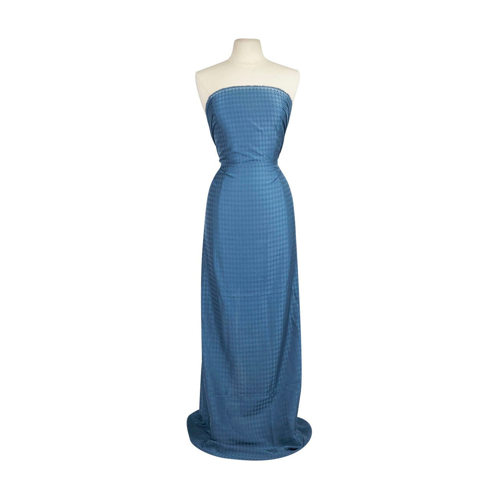 OLIVIA HOUNDSTOOTH STRETCH SATIN JACQUARD  | 26459 LAKE BLUE - Zelouf Fabrics