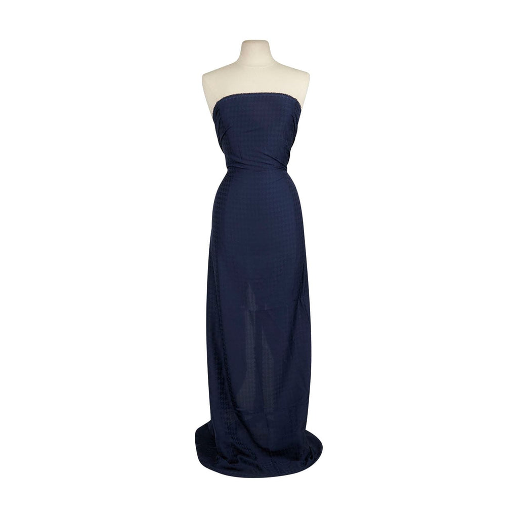 OLIVIA HOUNDSTOOTH STRETCH SATIN JACQUARD  | 26459 NAVY - Zelouf Fabrics