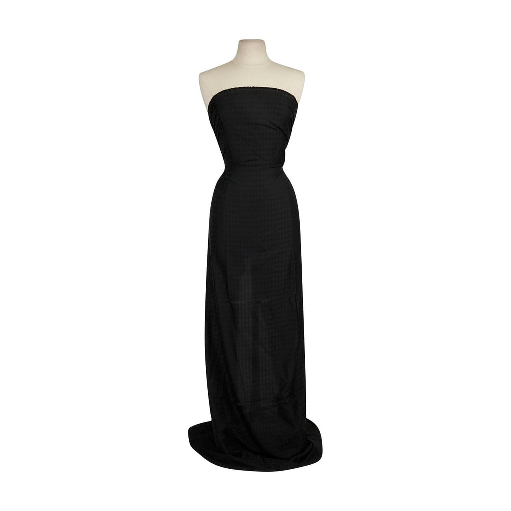 OLIVIA HOUNDSTOOTH STRETCH SATIN JACQUARD  | 26459 BLACK - Zelouf Fabrics