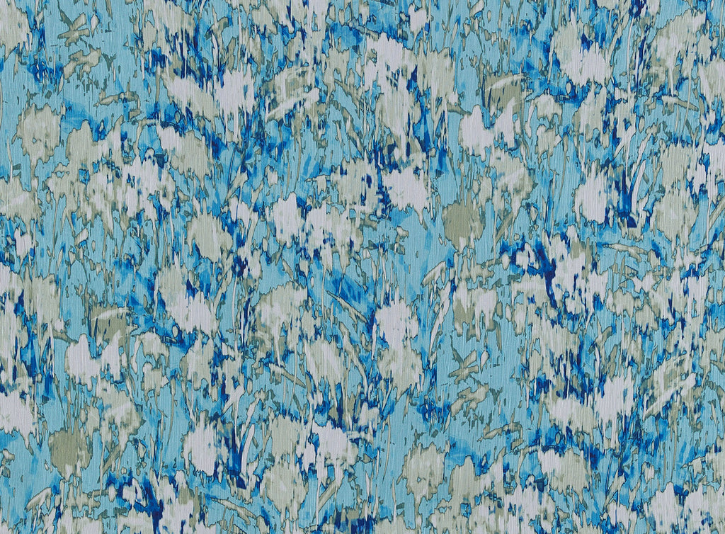 417 BLUE/MOSS | 53110-3338DP - PRINT ON MINI TEXTURED STRIPE CHIFFON - Zelouf Fabrics