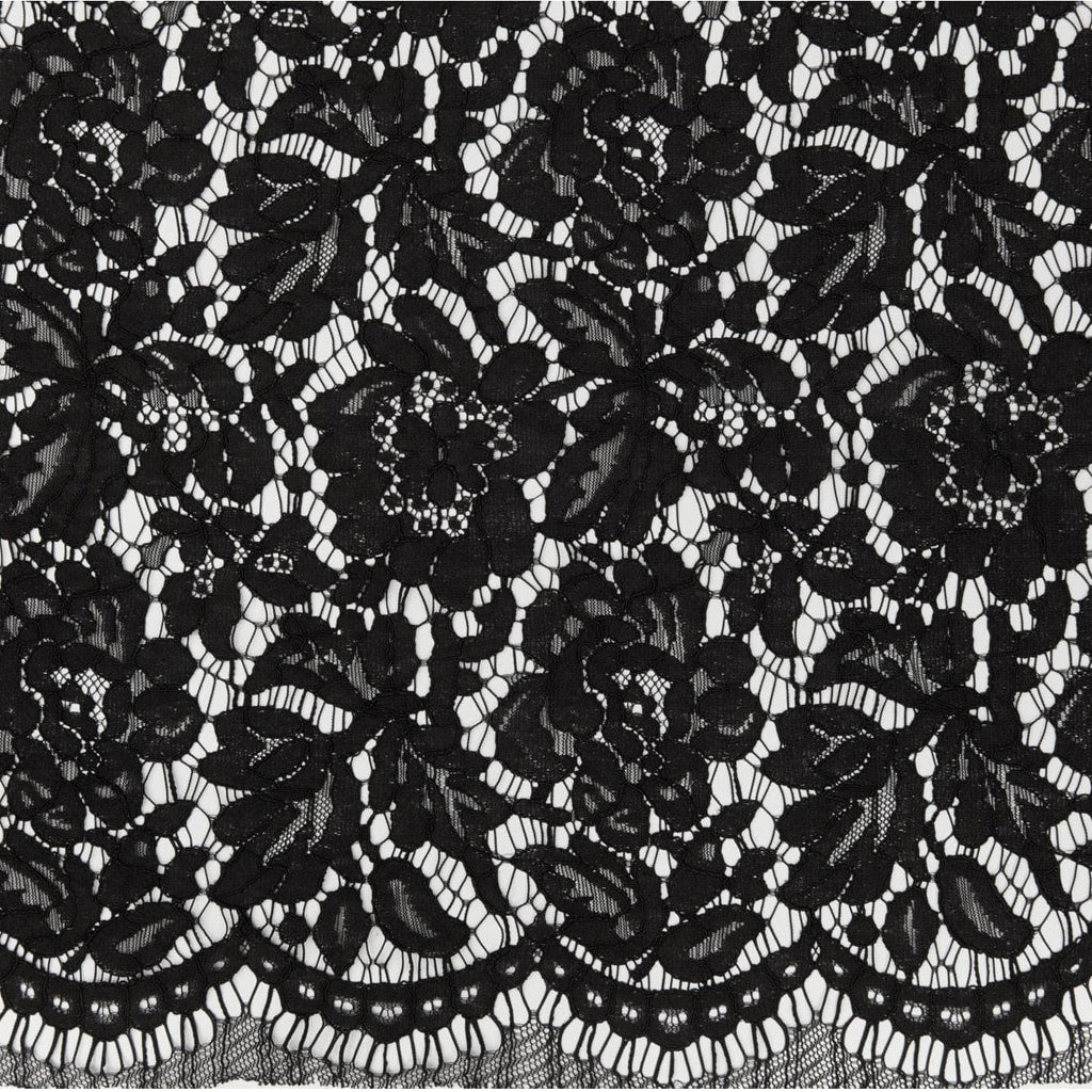 BLACK  | 5381 - CORDED LACE  [ PANEL 1.50 ]  - Zelouf Fabrics
