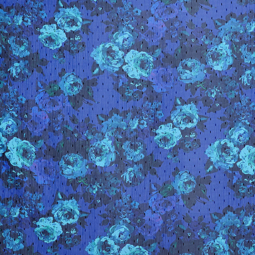 447 BLUE MULTI | 53923-8381DP - ZS1808SS PRINT SILVER/GOLD METALLIC CLIP DOT - Zelouf Fabric