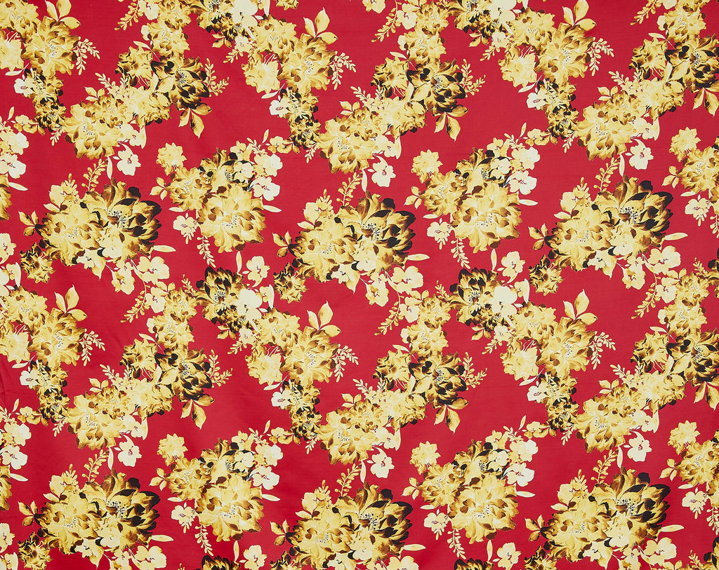 355 RED/GOLD | 54556-6942DP - ZS1909W PRINT VERA STRETCH SATIN - Zelouf Fabrics