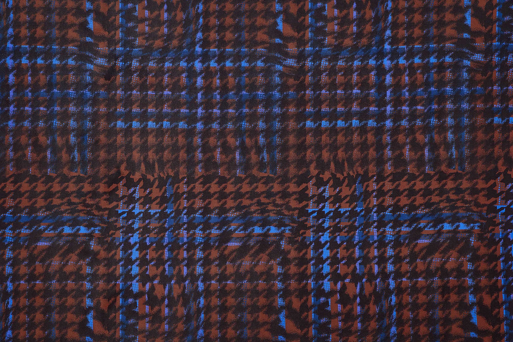 225 BROWN/BLUE | 54566-3313DP - ZS1910D PRINT SCUBA CREPE  - Zelouf Fabrics
