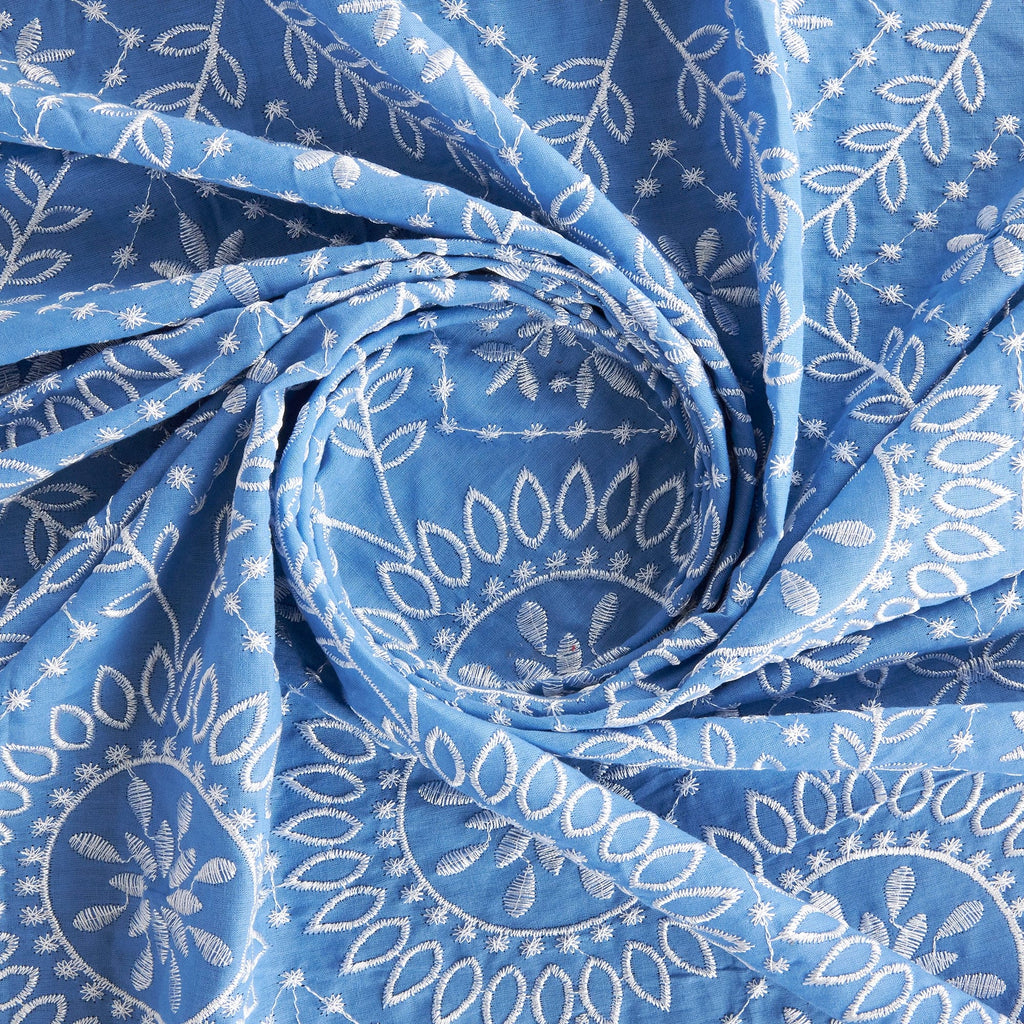 PERI/IVORY | SPARKS GEO EMBROIDERY COTTON VOILE | 24832-VOILE - Zelouf Fabrics
