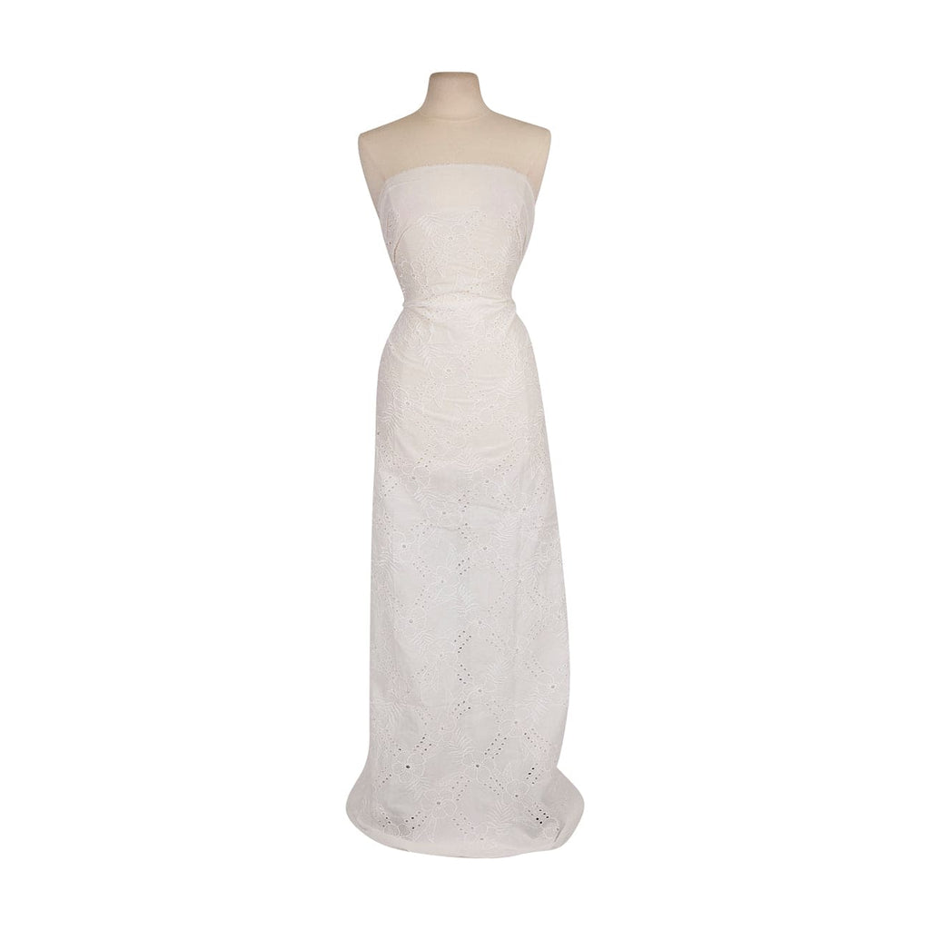 STELLA EYELET EMBROIDERY STRIPE VOILE  | 24949-VOILE WHITE - Zelouf Fabrics