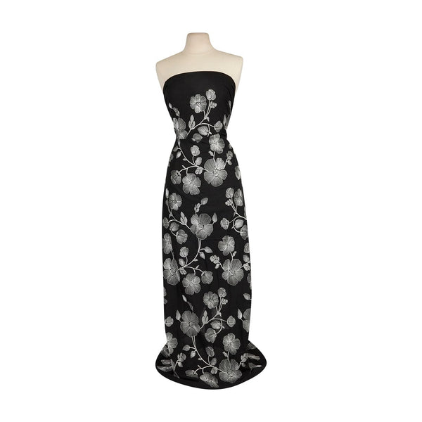 GLENDA FLORAL EMBROIDERY COTTON VOILE | 26496-VOILE BLACK/WHITE