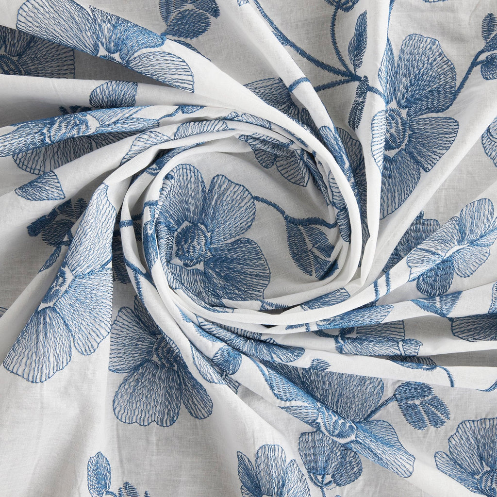 GLENDA FLORAL EMBROIDERY COTTON VOILE  | 26496-VOILE  - Zelouf Fabrics
