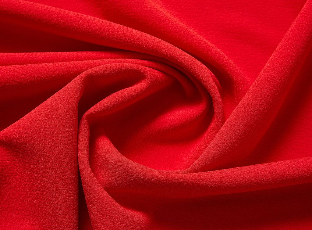 ALICE HEAVY CRINKLE SCUBA CREPE  | 5633 333 TRUE RED - Zelouf Fabrics