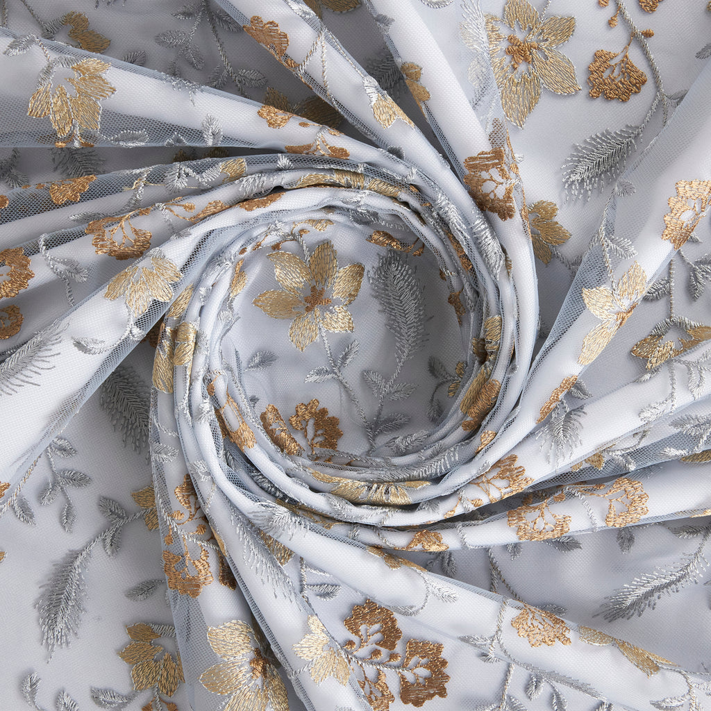 FLORAL EMBROIDERY W/ LACE BORDER  | 26548  - Zelouf Fabrics