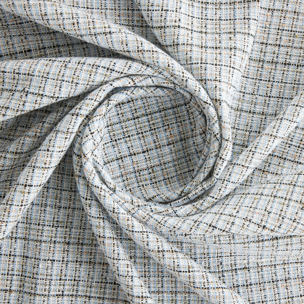 EMILY METALLIC WINDOWPANE BOUCLE TWEED  | 26627  - Zelouf Fabrics
