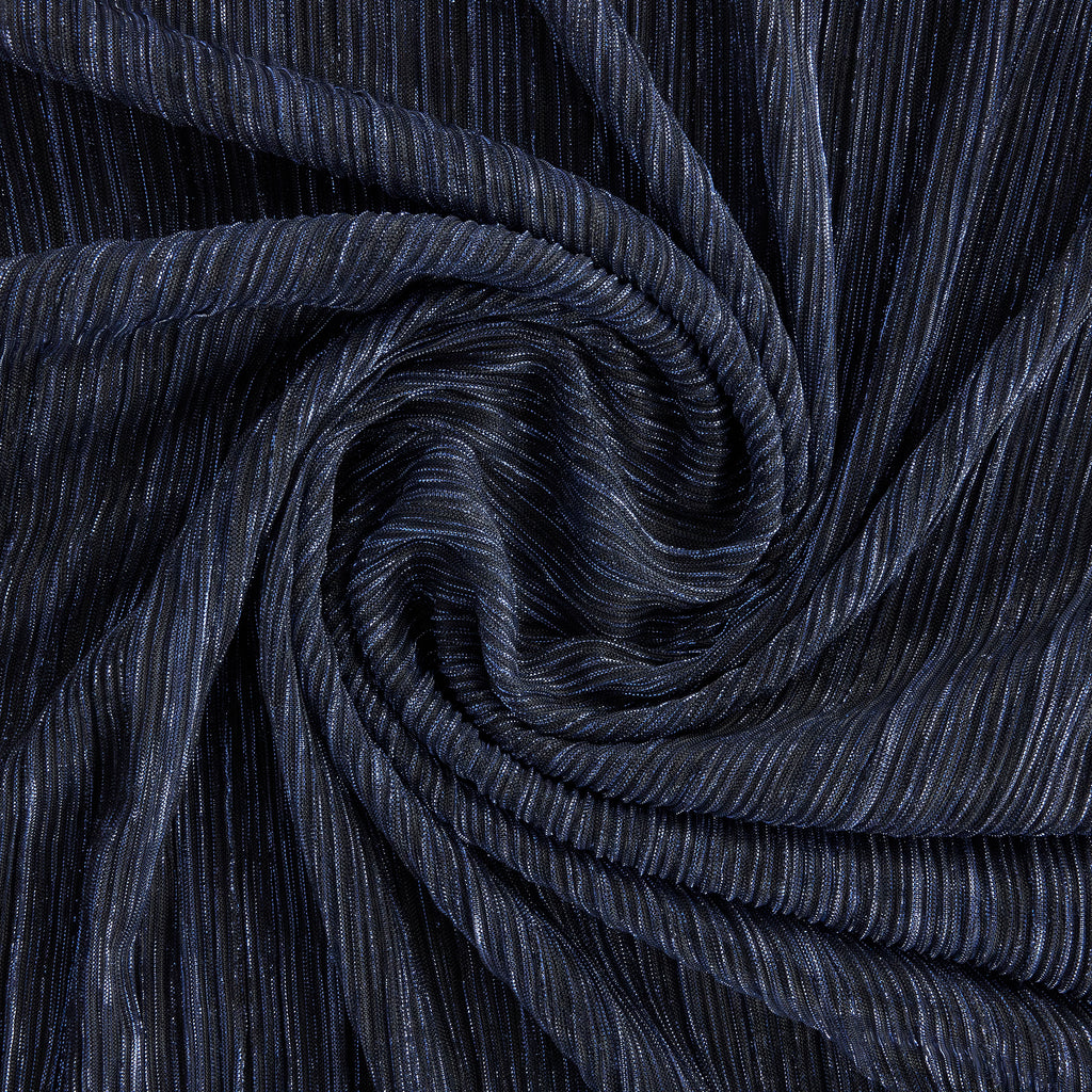 ABY CRINKLED LUREX MESH  | 26018PLT BLACK/INDIGO - Zelouf Fabrics