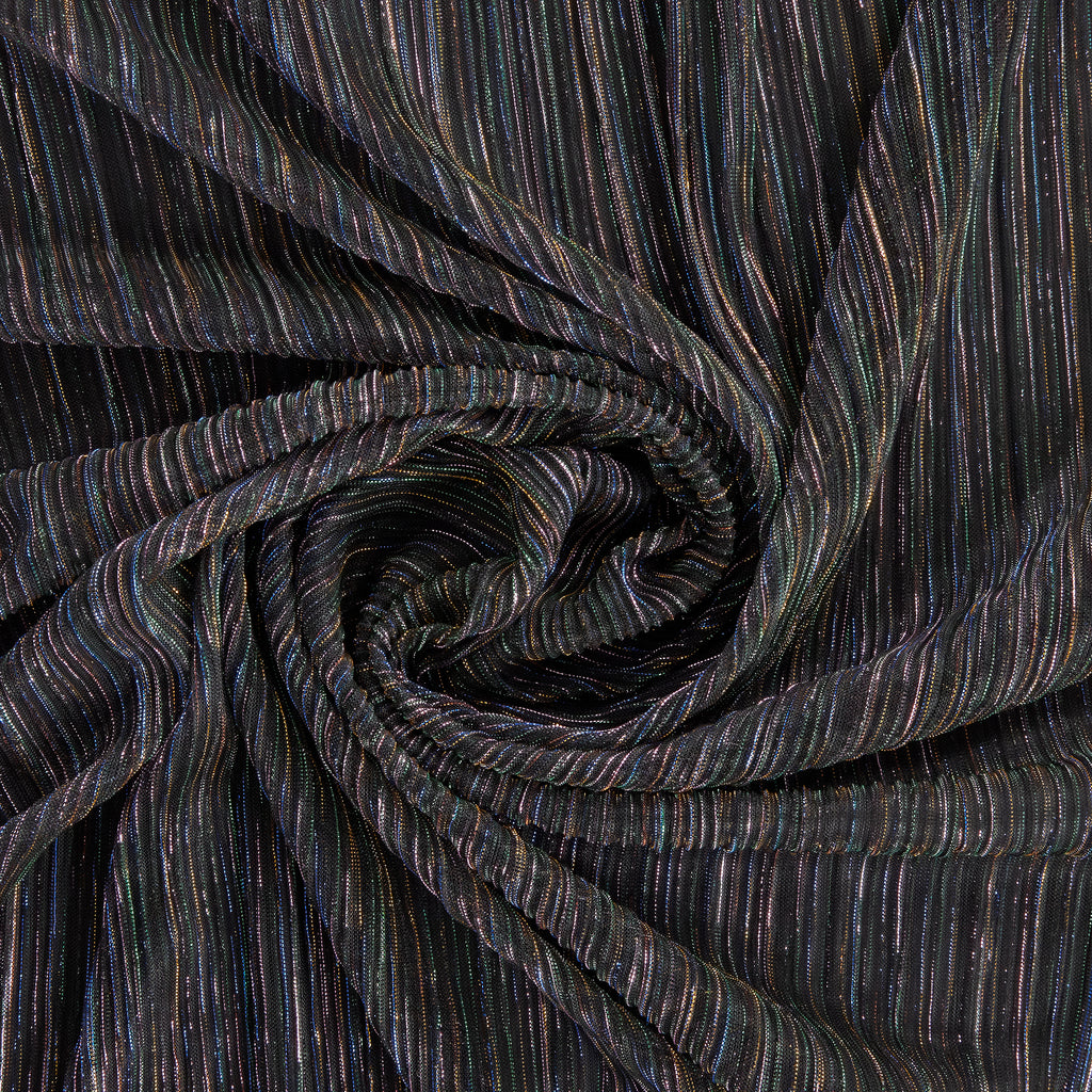 ABY CRINKLED LUREX MESH  | 26018PLT BLACK/MULTI - Zelouf Fabrics