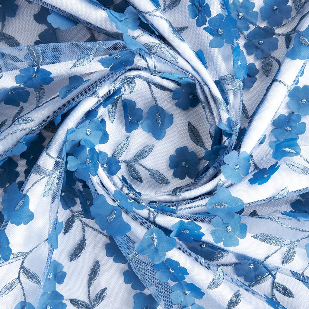 FINE SLATE | 24286 | CARYN 3D FLOWER EMBROIDERY MESH | 24286 - Zelouf Fabrics