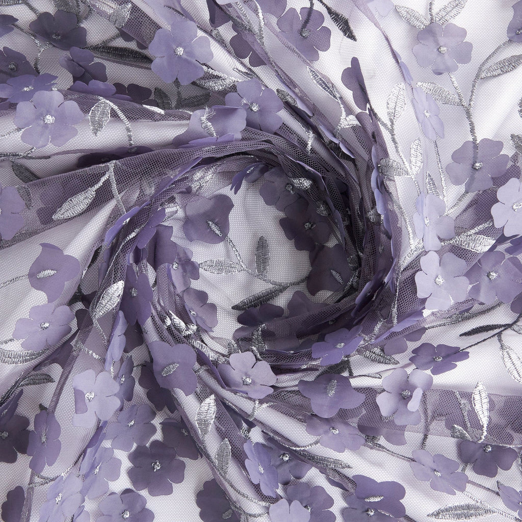 DARK THISTLE | 24286 | CARYN 3D FLOWER EMBROIDERY MESH | 24286 - Zelouf Fabrics