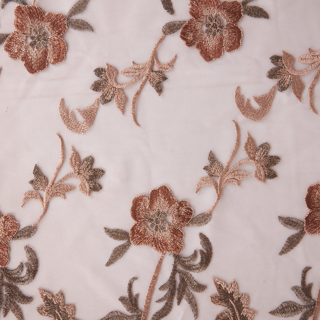 LILAH FLORAL EMBROIDERY MESH  | 26557  - Zelouf Fabrics
