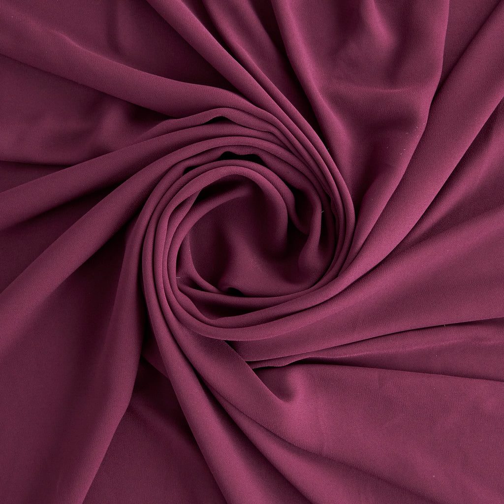 CHELSEA CREPE SOLID [100% POLYESTER] 120GSM  | G64 [SOLID] MARVELOUS WINE - Zelouf Fabrics