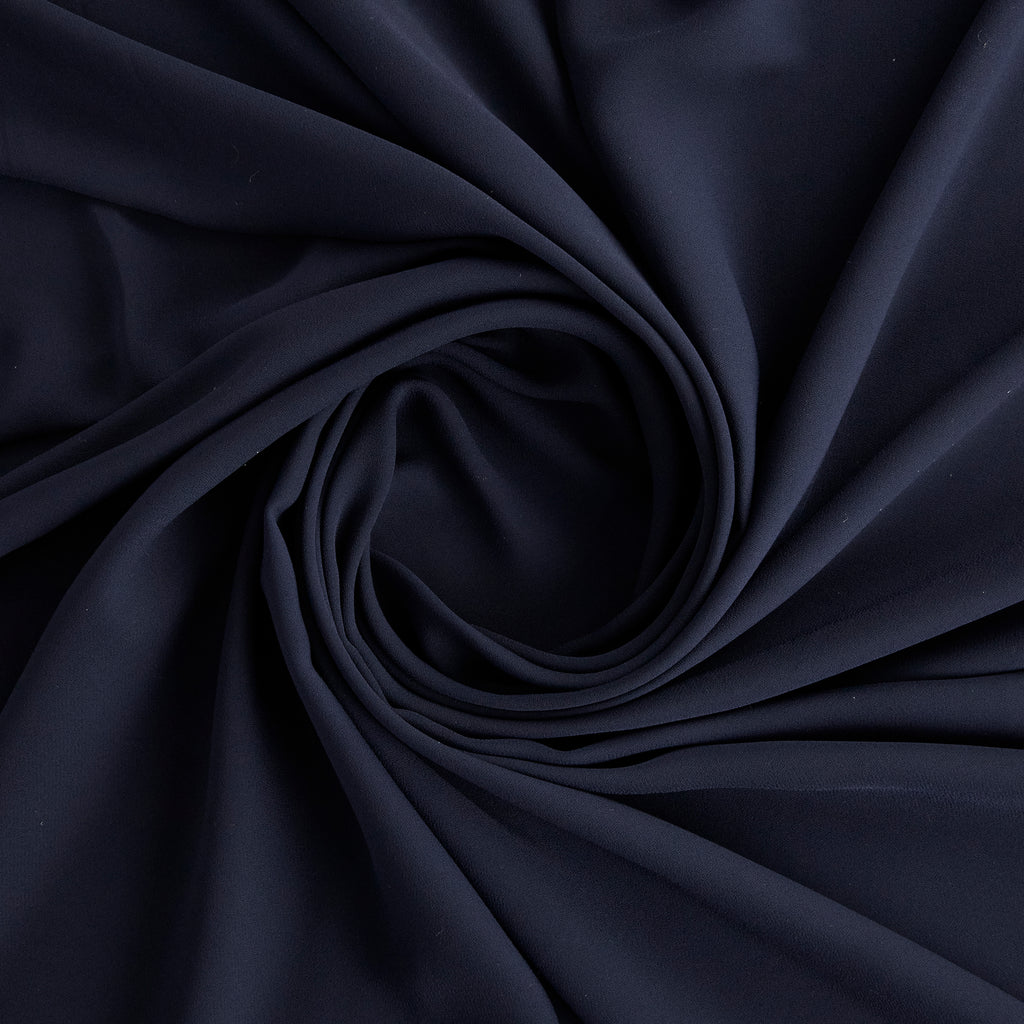 CHELSEA CREPE SOLID [100% POLYESTER] 120GSM  | G64 [SOLID] MARVELOUS NAVY - Zelouf Fabrics