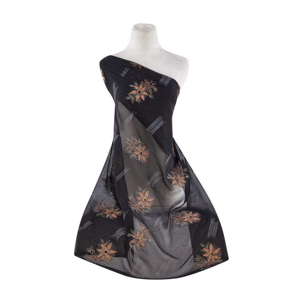 Lara Embroidery On Georgette  | 6030 BLACK - Zelouf Fabrics
