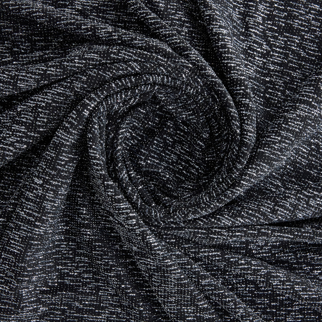 BLACK/BLACK | MEDLINDA METALLIC GLITTER STRETCH KNIT | 25467 - Zelouf Fabrics