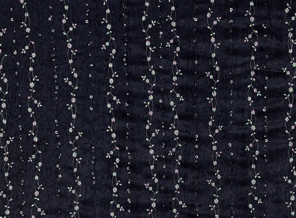 PLEATED GOMEZ PANNE W/SEQUINS AND MULTI COLOR EMBR  | 6129  - Zelouf Fabrics