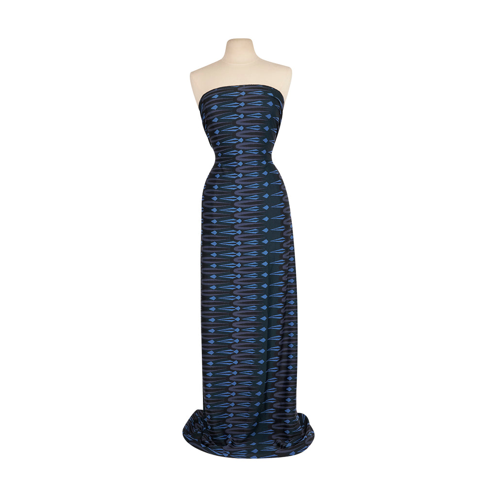 TRISHA GEOMETRIC JACQUARD KNIT  | 26588-1012 TEAL/BLUE - Zelouf Fabrics