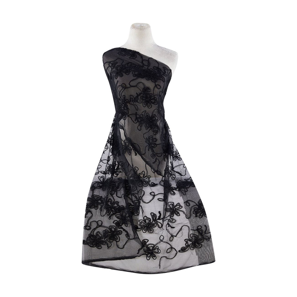ANGELINA MESH FLOWER  | 6224 BLACK - Zelouf Fabrics