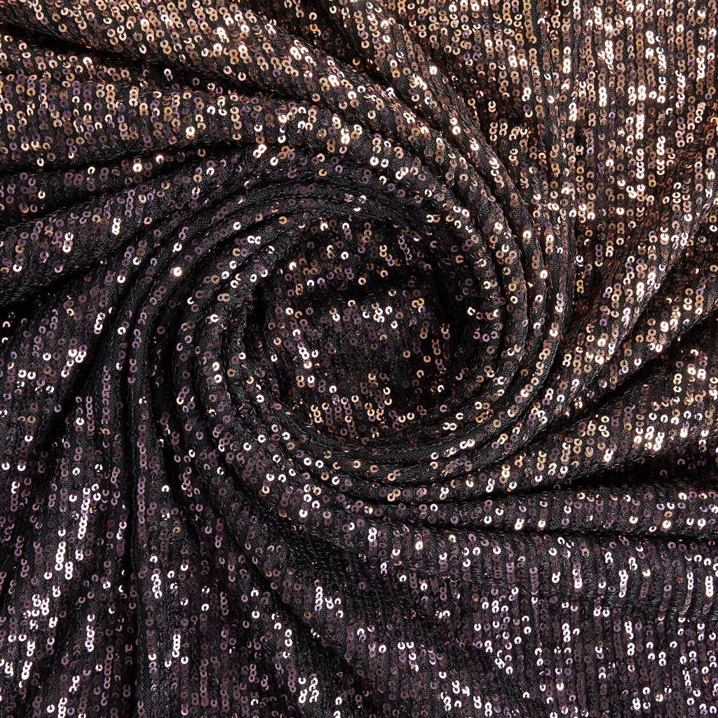 ARIEL OMBRE SEQUIN STRETCH MESH  | 25525-OMBRE BRONZE/PLUM - Zelouf Fabrics