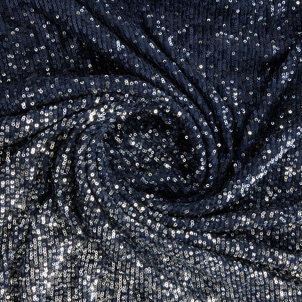 ARIEL OMBRE SEQUIN STRETCH MESH  | 25525-OMBRE SILVER/NAVY - Zelouf Fabrics