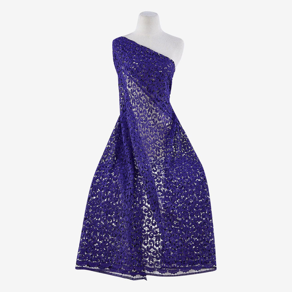 COBALT FLAME | 6455-CLEAR-BLUE - CHEMICAL LACE WITH CLEAR METALLIC - Zelouf Fabrics