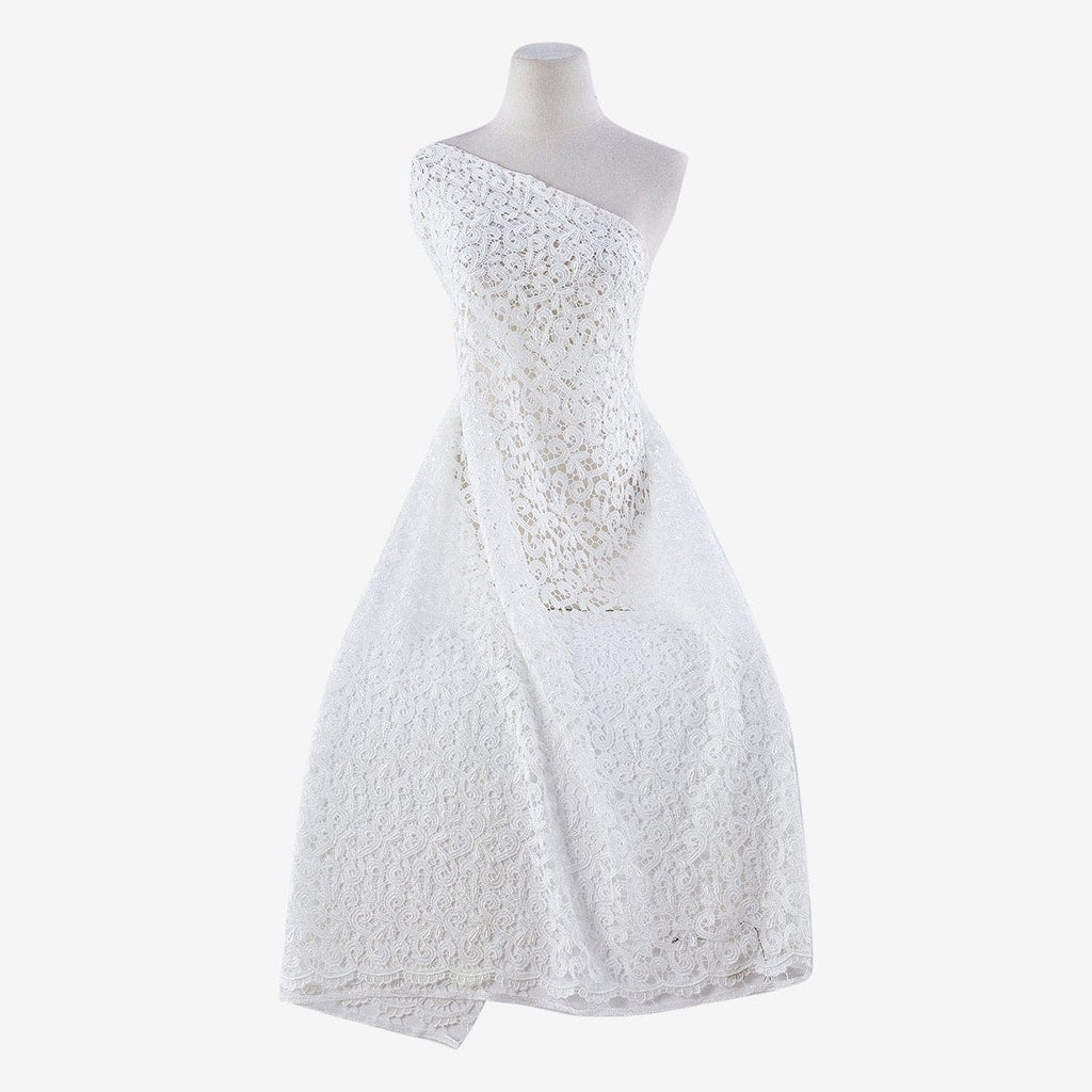 CREME BERRY | 6455-CLEAR-WHITE - CHEMICAL LACE WITH CLEAR METALLIC - Zelouf Fabrics