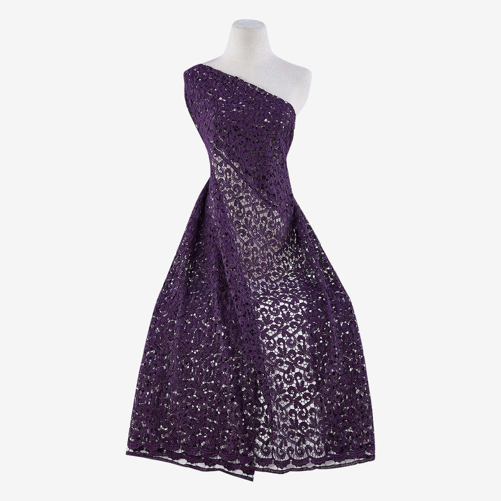 PLUM FLAME | 6455-CLEAR-PURPLE - CHEMICAL LACE WITH CLEAR METALLIC - Zelouf Fabrics