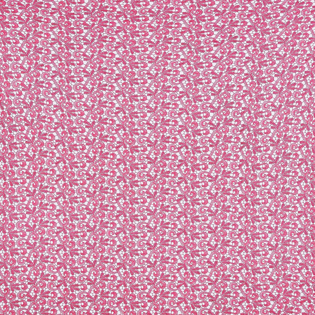 SHRIMP FLOWER | 455-CLEAR-PINK - CHEMICAL LACE WITH CLEAR METALLIC - Zelouf Fabrics