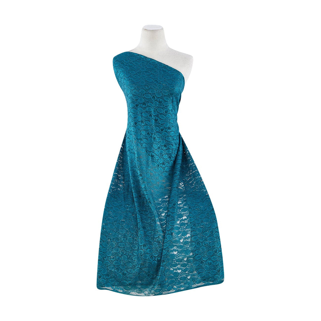 TEAL FLAME | 7266-FOIL - RIO FOIL STRETCH LACE - Zelouf Fabrics