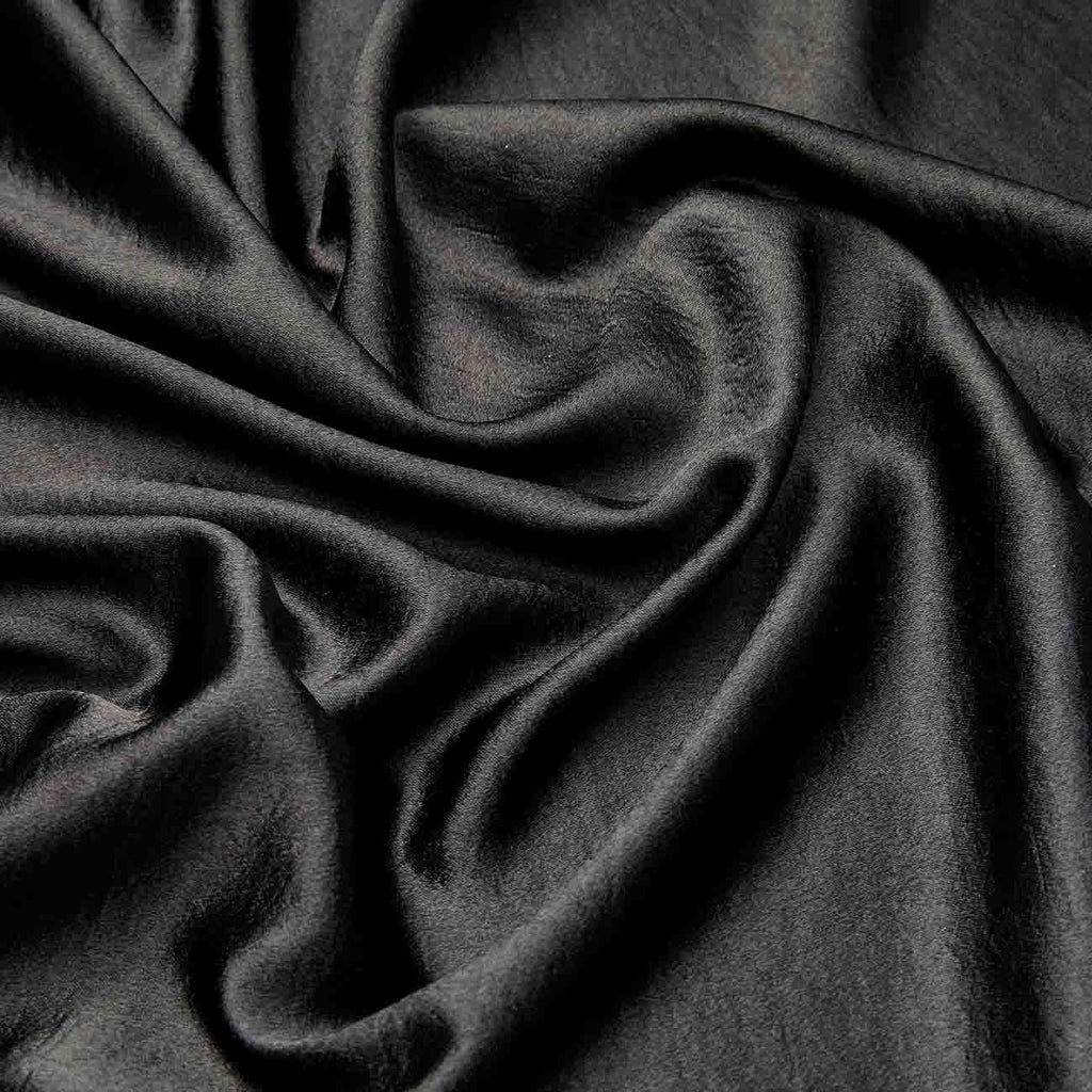 BLACK | 7312-BLACK - SOLID CHLOE STRETCH SATIN CREPE - Zelouf Fabrics