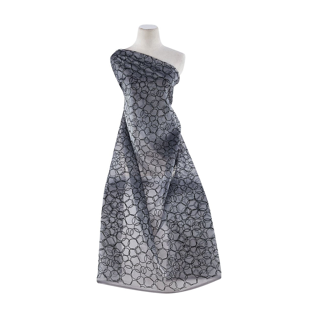 STEEL DIAMOND | 7554SILVER-922 - RING FLOCK DOT GLITTER ORGANZA - Zelouf Fabrics