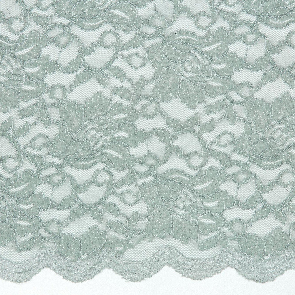 SAGE MUSE | 7768SC-RLRGLT-GREEN - STRETCH LACE WITH SCALLOP WITH ROLLER GLITTER - Zelouf Fabrics