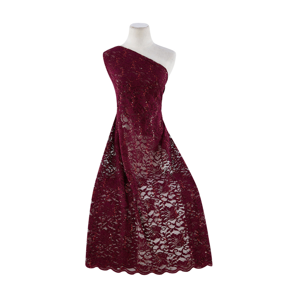 TRANS SCALLOP STRETCH LACE  | 7768SCALOP-TRANS BURGUNDY HONOR - Zelouf Fabrics