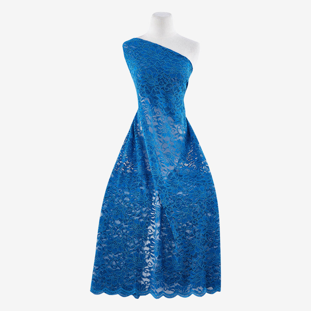 MELTED INDIGO PEBBLE | 7768-SCALOP - STRETCH LACE WITH SCALLOP - Zelouf Fabrics