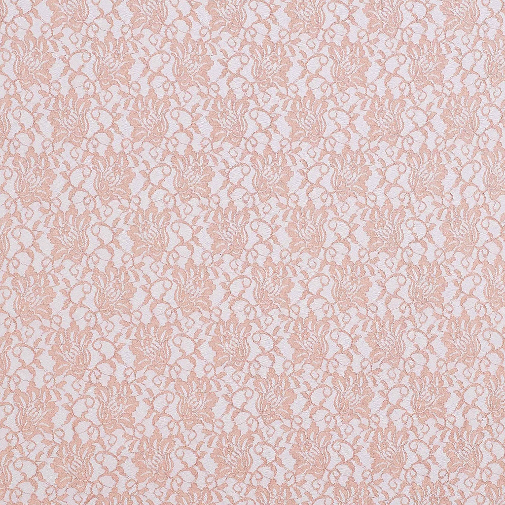 APRICOT FROST | 7768SC-RLRGLT - STRETCH LACE WITH SCALLOP WITH ROLLER GLITTER - Zelouf Fabric