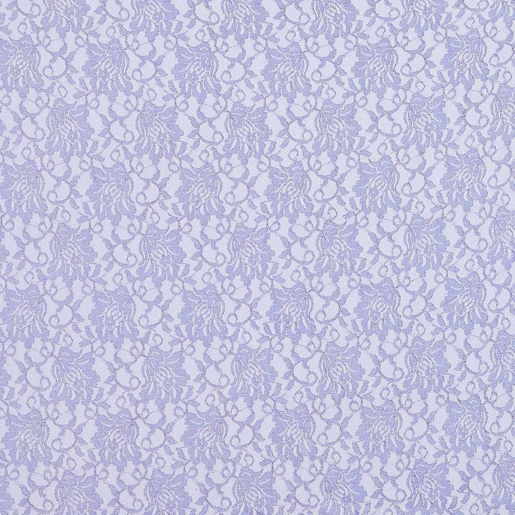 LAVENDER DREAM | 7768SC-RLRGLT - STRETCH LACE WITH SCALLOP WITH ROLLER GLITTER - Zelouf Fabrics