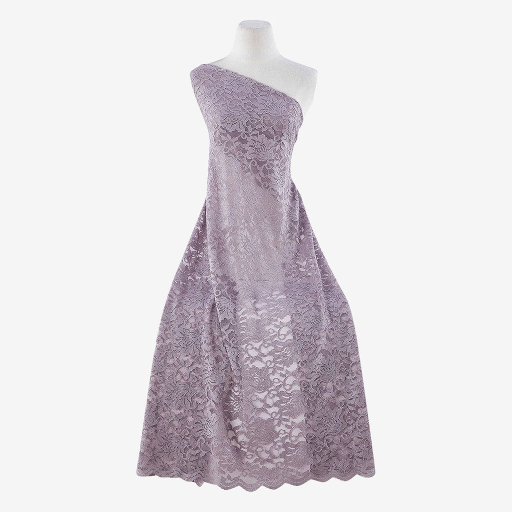 MAUVE SHADOW | 7768SC-RLRGLT - STRETCH LACE WITH SCALLOP WITH ROLLER GLITTER - Zelouf Fabrics
