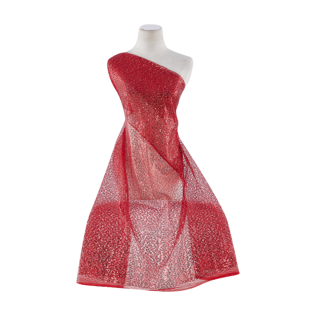 SEQUIN WEB TULLE  | 7779 SUPER RED - Zelouf Fabrics