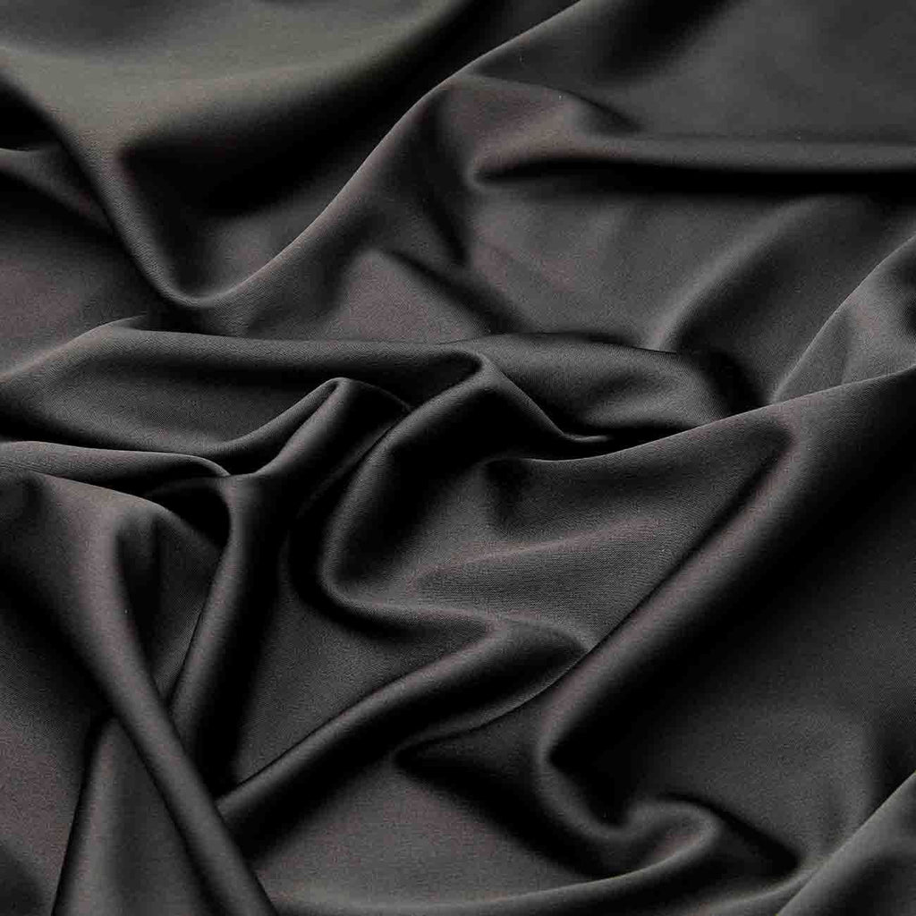 BLACK | 7901-BLACK - SOLID MILANO STRETCH SATIN - Zelouf Fabrics